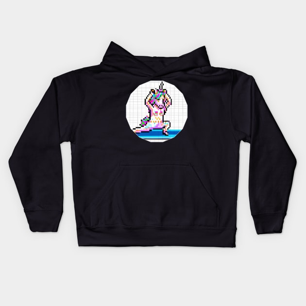 Pixel Unicorn Yoga Kids Hoodie by Shadowbyte91